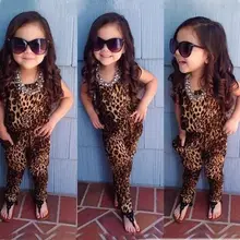 Kids Girls’ Clothing Leopard Short Sleeved One-pieces Romper Jumpsuits