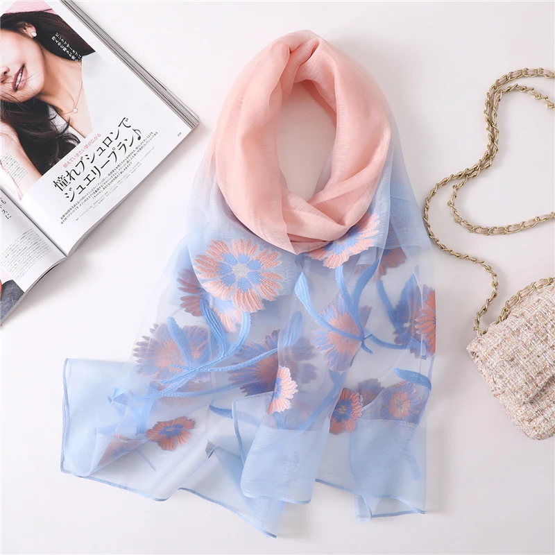 Дизайнерский брендовый женский шарф летние шелковые шали хиджабы женские накидки пашмины органза пляжные палантины шарфы платки - Цвет: A14-9