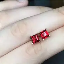 Натуральный Красный Гранат Камень Серьги 925 серебро натуральный драгоценный камень серьги женские элегантные тонкие серьги для свадьбы