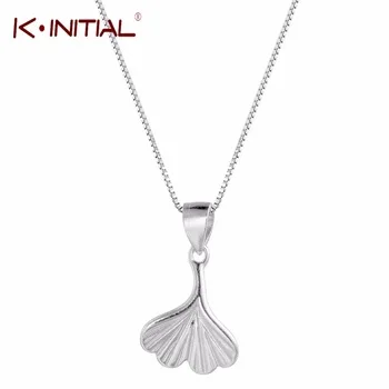 Kinitial 925 Sterling Silver Ginkgo Leaf Necklace Pendant women Fashion Jewelry Necklaces & Pendants Wholesale