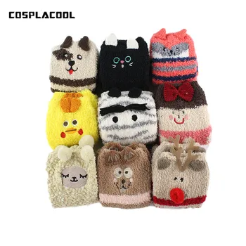 

[COSPLACOOL]Winte Vute Socksr Women Thicken Coral Cashmere Christmas Gift Meias Girls 3D Cat Bear Casual Warm Ladies Soft Socks