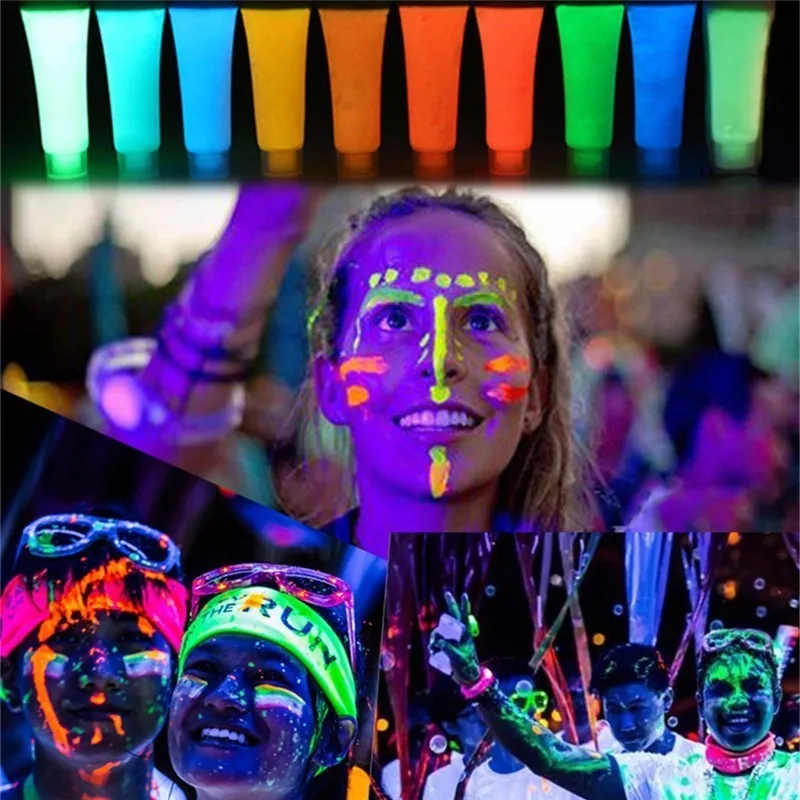 

Nightclubs Fluorescent Noctilcent Paint Raw Materials Hand Painted Luminous Birthday Halloween Party Body Pigments Rave Wedding