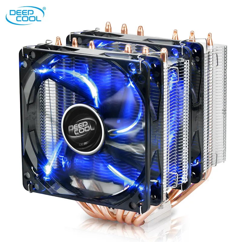 ^Cheap Deepcool 6 Copper Heatpipes TDP150W CPU cooler for Intel 115X AM4 CPU radiator 12cm Double LED Blu-ray cooling CPU fan PC quiet
