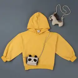 Осенние корейские желтые топы с рукавами «летучая мышь» для девочек, пуловер с капюшоном