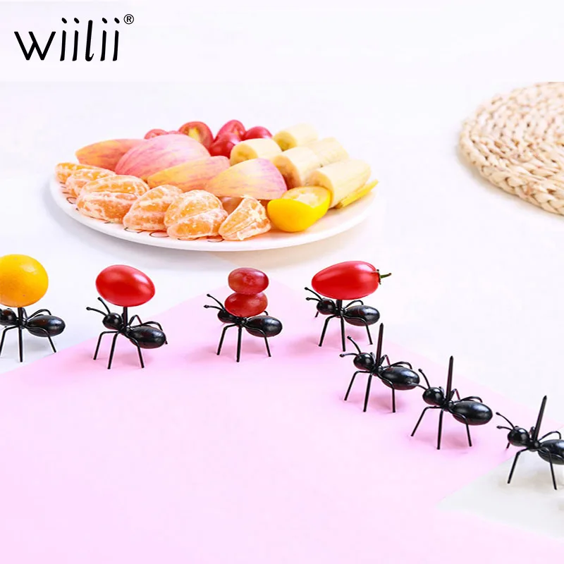 

12pcs DIY Mini Ant Fruit Fork Plastic Decoration Kitchen Bar Kids Dessert Forks Tableware Animal Food Pick Ant Toothpick