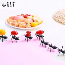 12 шт DIY Мини вилка для фруктов в форме муравья пластиковые украшения для кухни бар детский десерт вилки посуда животные еда выбрать зубочистка с муравьем