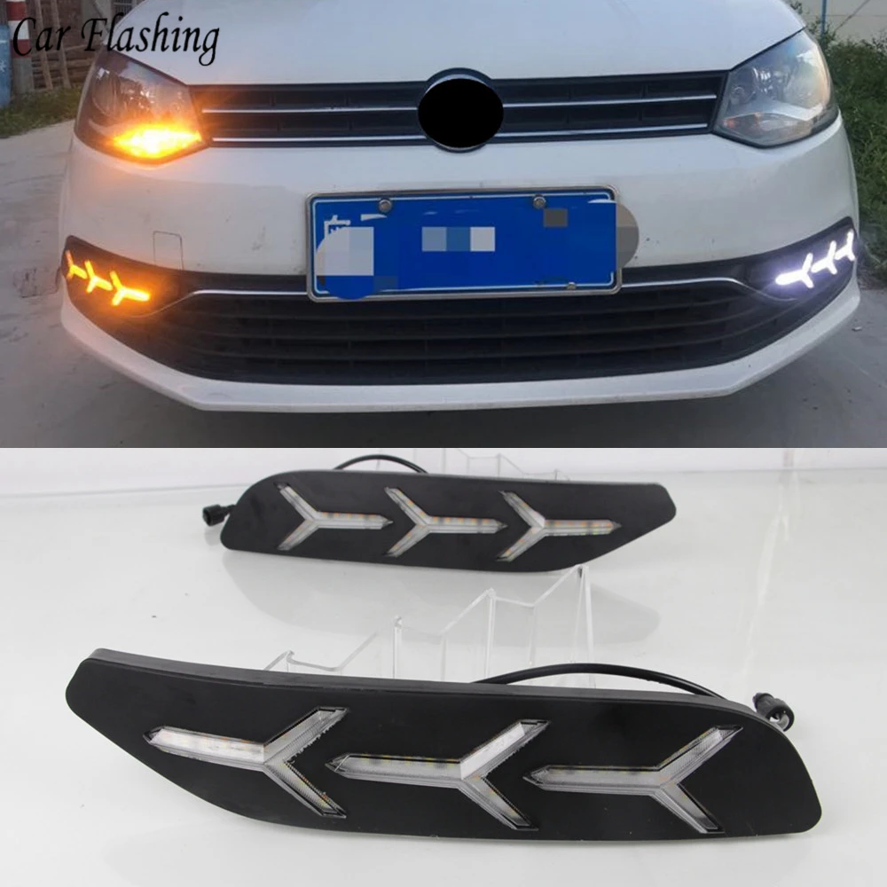 1 пара дневных ходовых огней DRL светодиодный для Volkswagen VW Polo 2014 2015 2016 2017 2018 Вождение