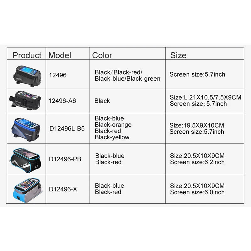 ROSWHEEL велосипедные сумки рамка Передняя голова верхняя труба водонепроницаемые велосипедные сумки& двойной IPouch Велоспорт для 5,5-6,2 В сотовый телефон сенсорный