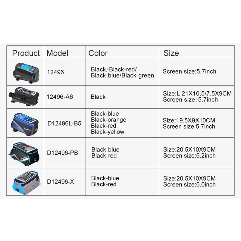 Sale ROSWHEEL Bicycle Bags Frame Front Head Top Tube Waterproof Bike Bags&Double IPouch Cycling For 5.5-6.2 in Cell Phone Touch 1