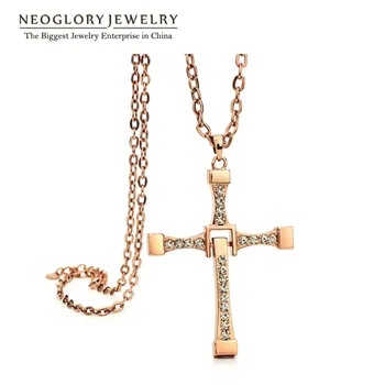 

Neoglory Rhinestone Coffee Light Yellow Gold Color Cross Religious Pendant Necklaces for Women Men Fashion Jewelry 2020 New
