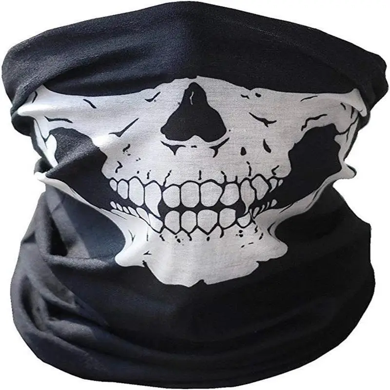 Motorcycle Skull Mask Biker Bicyle Ski Skull Half Face Mask Outdoor Face Shield Balaclava Ghost Scarf Handsome Unisex Masks - Цвет: White