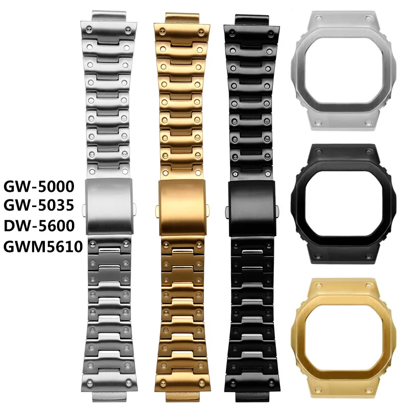 Высококачественная нержавеющая сталь 316L ремешок для часов и чехол Casio DW5600 GW 5000 5035