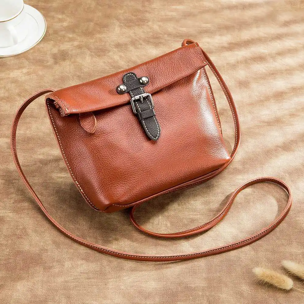 Натуральная кожа женские сумки через плечо винтажные брендовые дизайнерские женские маленькие мини-сумки через плечо Сумки для дам - Цвет: Brown