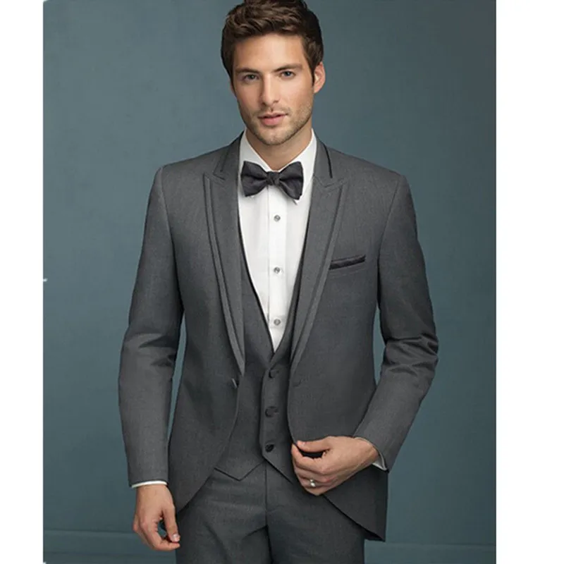 Limited Offer for  Fashion men's suits terno Custom Made Dark Gray Men Suit terno masculino 2017 Slim Fit Groom Tuxedo