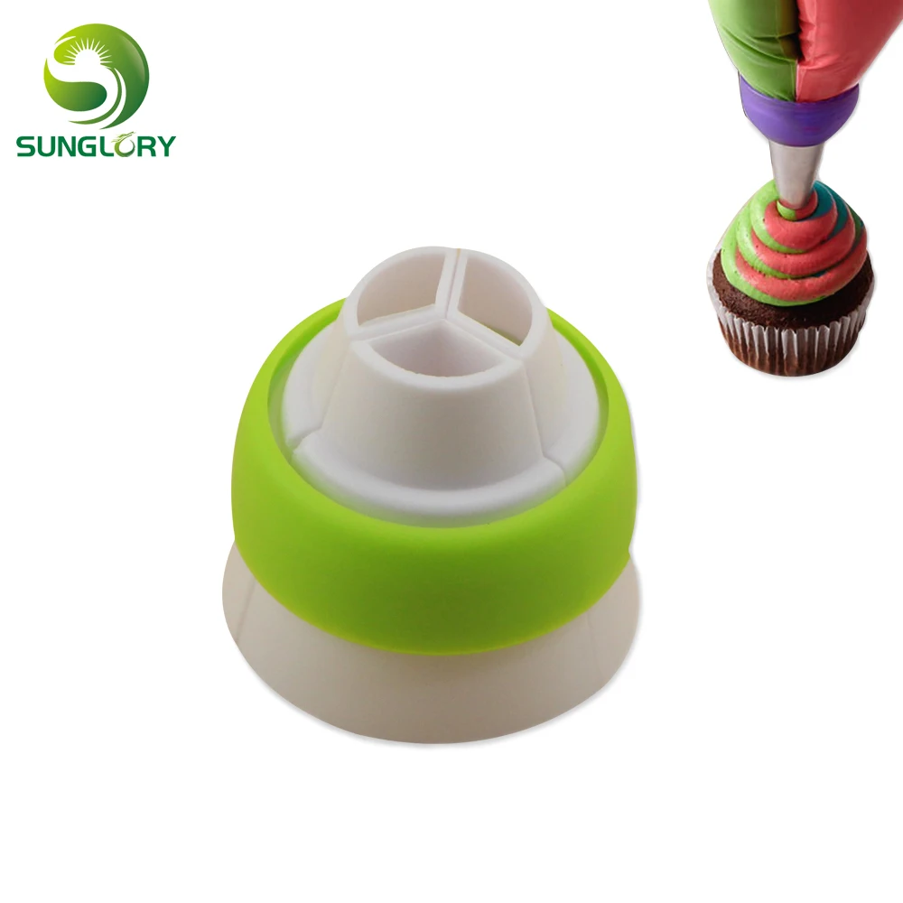 Swirl 3-Color Coupler Applicable for Big Russian Tulip Nozzles Pastry Converter Icing Piping Couplers Adaptor Baking | Дом и сад
