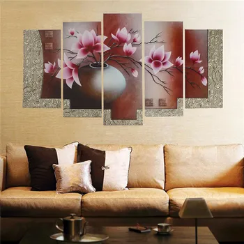 

Newest 5 pcs/set Unframed Modern Canvas painting On Canvas Wall Art Pictures For Home Decoration Flowers Print Painting