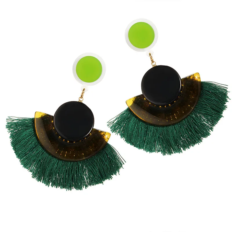New Fashion Fan-shaped Tassel Earrings Bohemia Boho Drop Women Accessories | Украшения и аксессуары