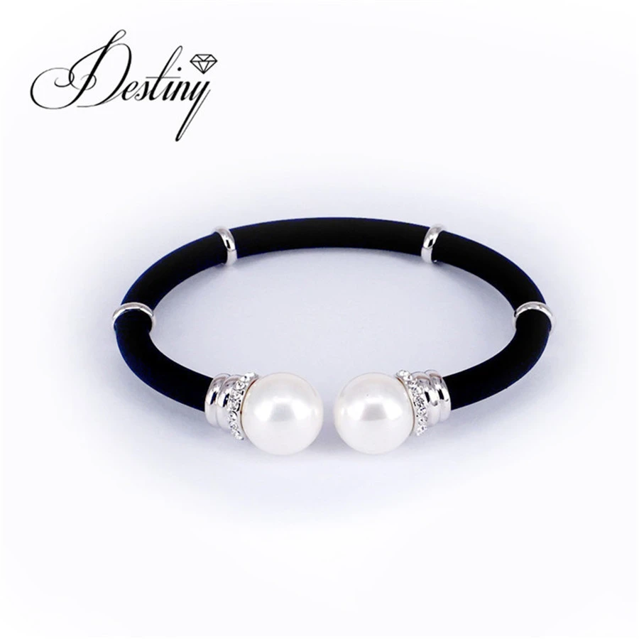 Destiny joyería pulsera 2018 nuevo estilo, negro y blanco perla pulseras cristal de Swarovski DB0031|Brazaletes| AliExpress