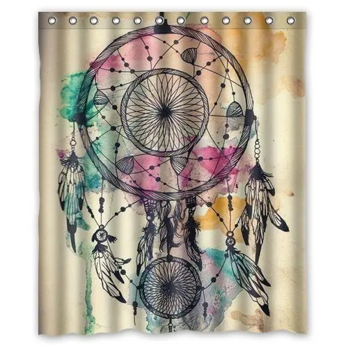 

Colorful Dream Catcher Retro Vintage Native American Style Feathers Waterproof Polyester Fabric Bathroom Shower Curtain