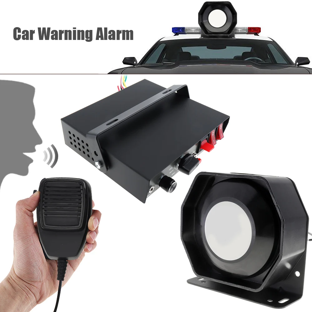 12V 400W 9 Tone Super Loud Car Warning Alarm Police Siren Horn Speaker Car Auto Loudspeaker with MIC Microphone System for Cars