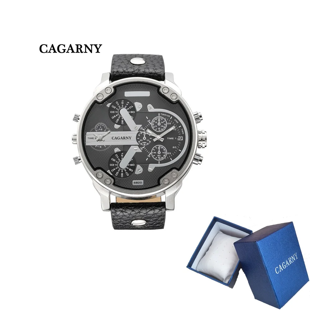 Relojes часы мужские Cagarny люксовый бренд мужские s Мужские кварцевые часы 2 времени военные Relogio Masculino черные кожаные XFCS - Цвет: style 17