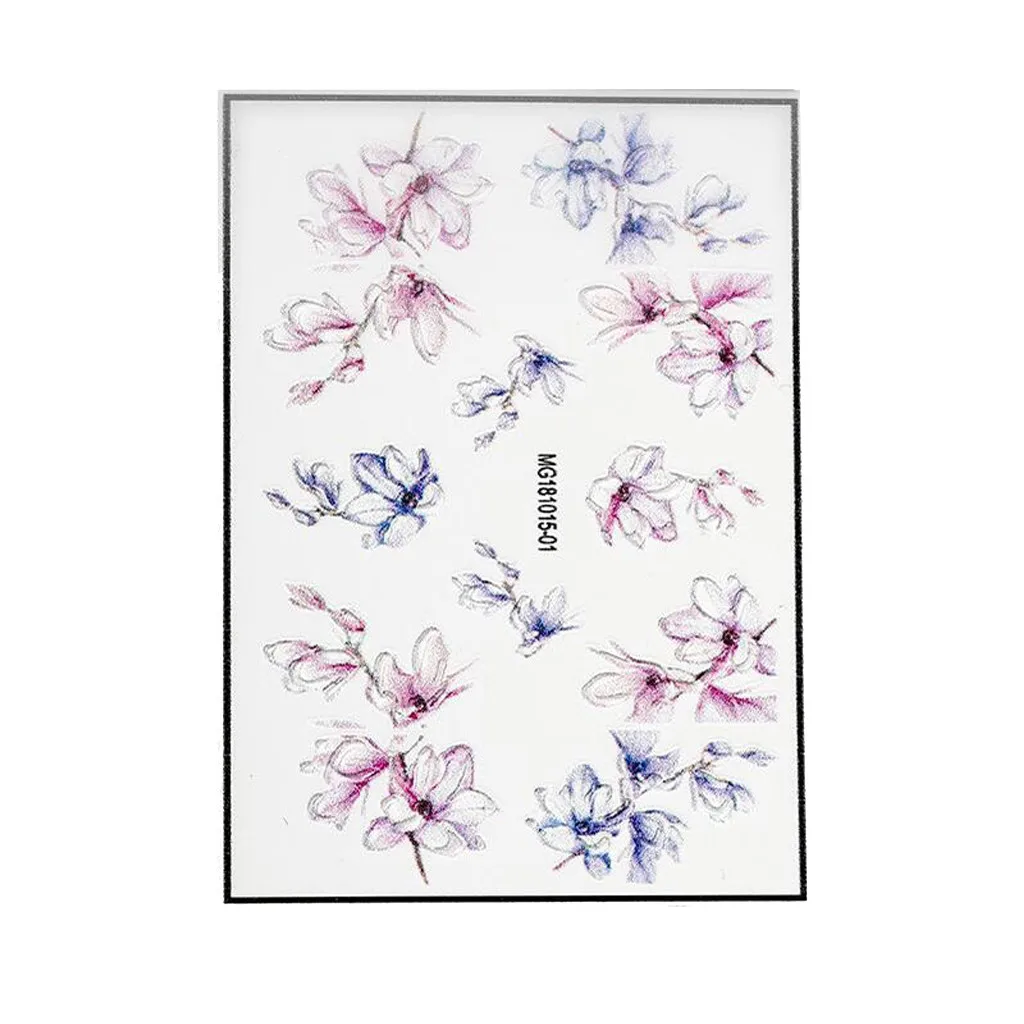 

1Pcs 3D False Nail Engraved Flower Acrylic Nail sticker Embossed Flower Water with glue false nails Full Cover Manicure fashion