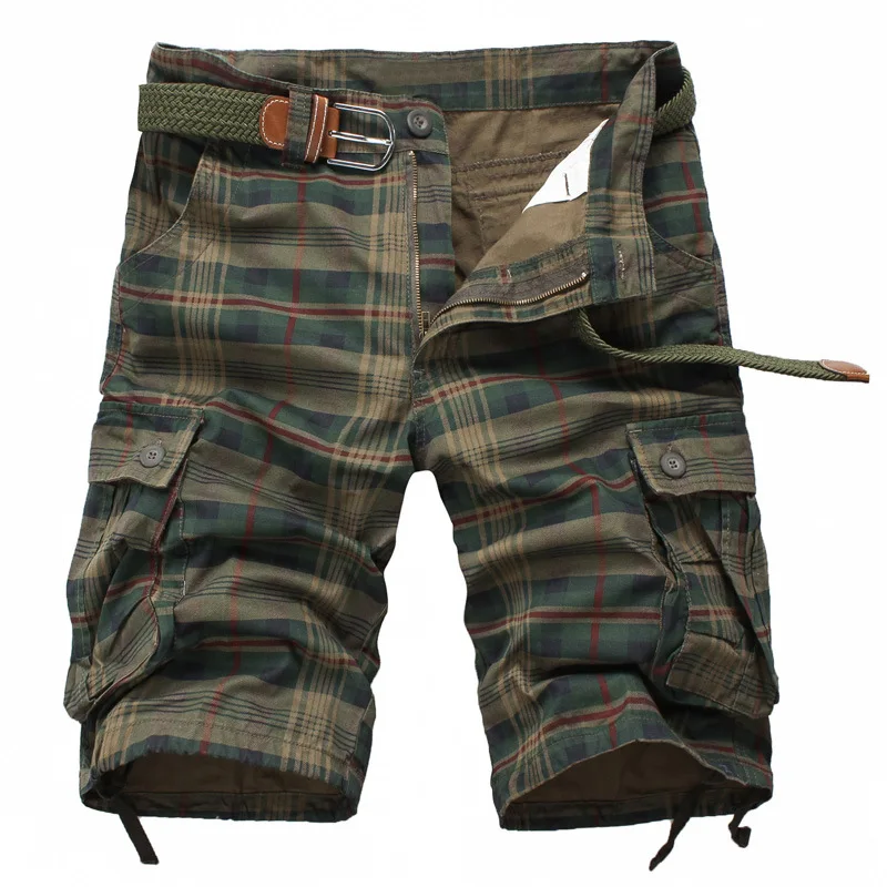 

Men Shorts 2019 Fashion Plaid Beach Shorts Mens Casual Camouflage Shorts Military Short Pants Male Cargo Overalls