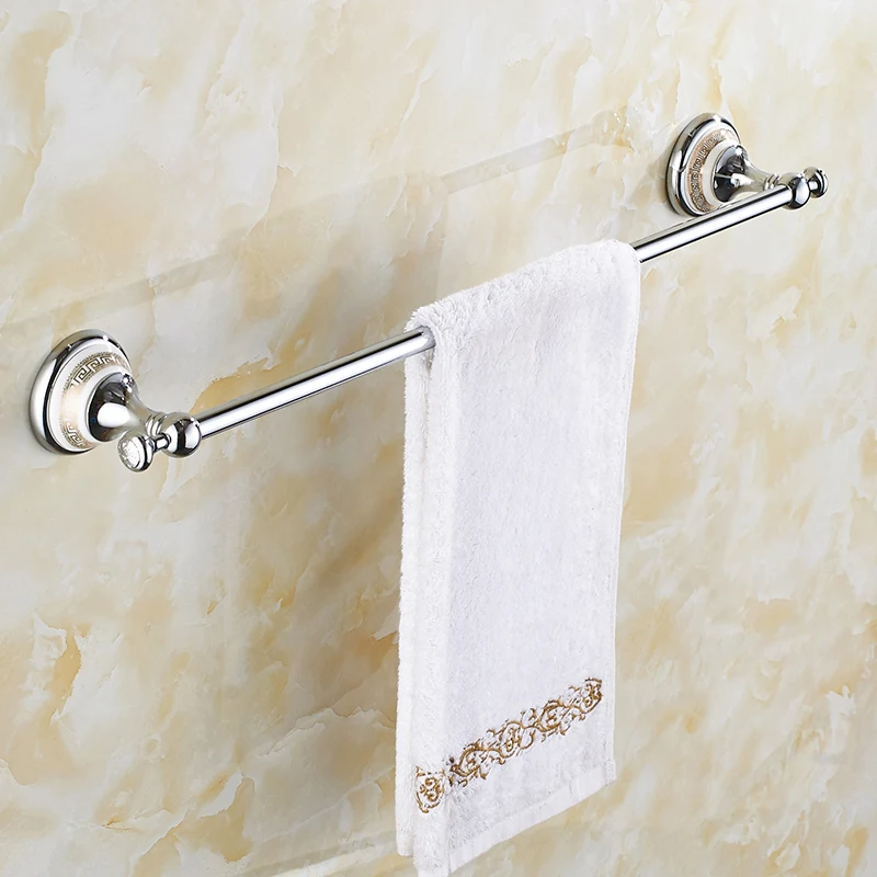 Винтажное медное Керамическое Основание полотенце бар серебро полированный хром один бар ванная вешалка для полотенец аксессуары для ванной J-60