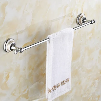 

Vintage Copper Ceramic Base Towel Bar Silver Polished Chrome Single Bar Bathroom Towel Rack Bathroom Accessories J-60