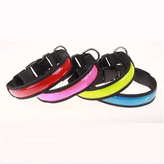 New LED Luminous Dog Collar Nylon Materials Rechargeable Pet Collar Various Colors Pet Product with USB Peach Shaped Charge