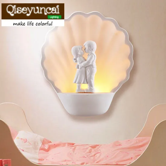 

Qiseyuncai 2018 Children's room wall cartoon creative personality warm aisle stairs bedroom bedside lamp living room wall light