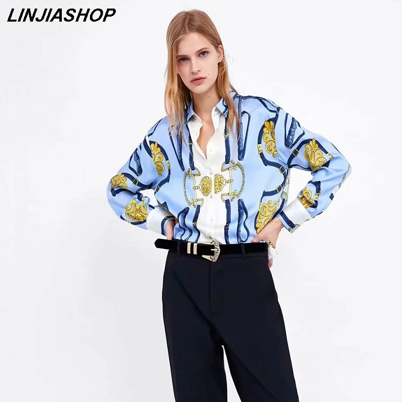 

Casual Summer Women Tops and Blouses Print Full Sleeve Button FP Designer Style Blouse Shirt Girls New Arrival 2019