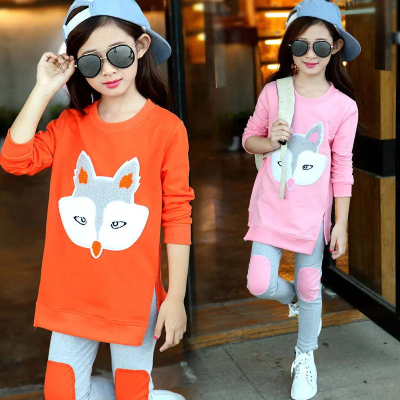 

Children's Garment Fashion Girl New Pattern Korean Spring And Autumn Children Twinset Fox Suit