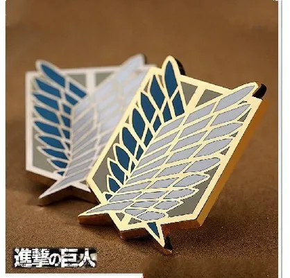 

Attack on Titan Badge Anime Peripheral Pins Scout Regiment Logo Brooch Survey Corps Erwin Smith Cosplay Costume Accessories