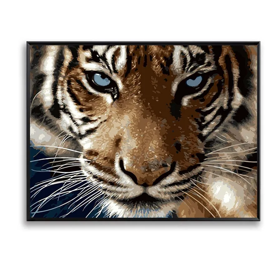 Digital Diy oil painting by numbers tiger wall decor picture on canvas