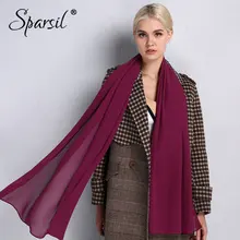 Sparsil качественные шифоновые шарфы, одноцветная повязка на голову, весенне-летние тонкие дышащие пляжные шали, популярные мусульманские женские хиджабы, шарф