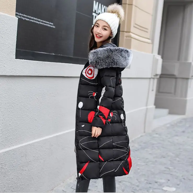 2018 fur collar plus size 4XL women winter hooded coat