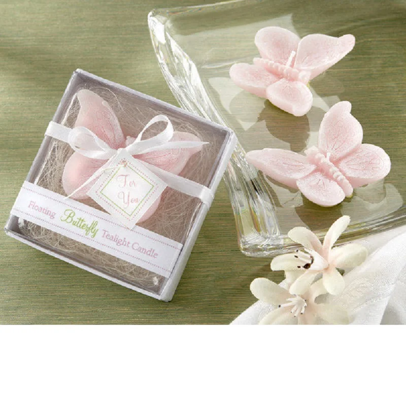 100pcs Free Shipping Pink Butterfly Candle Wedding Favors Gift Party