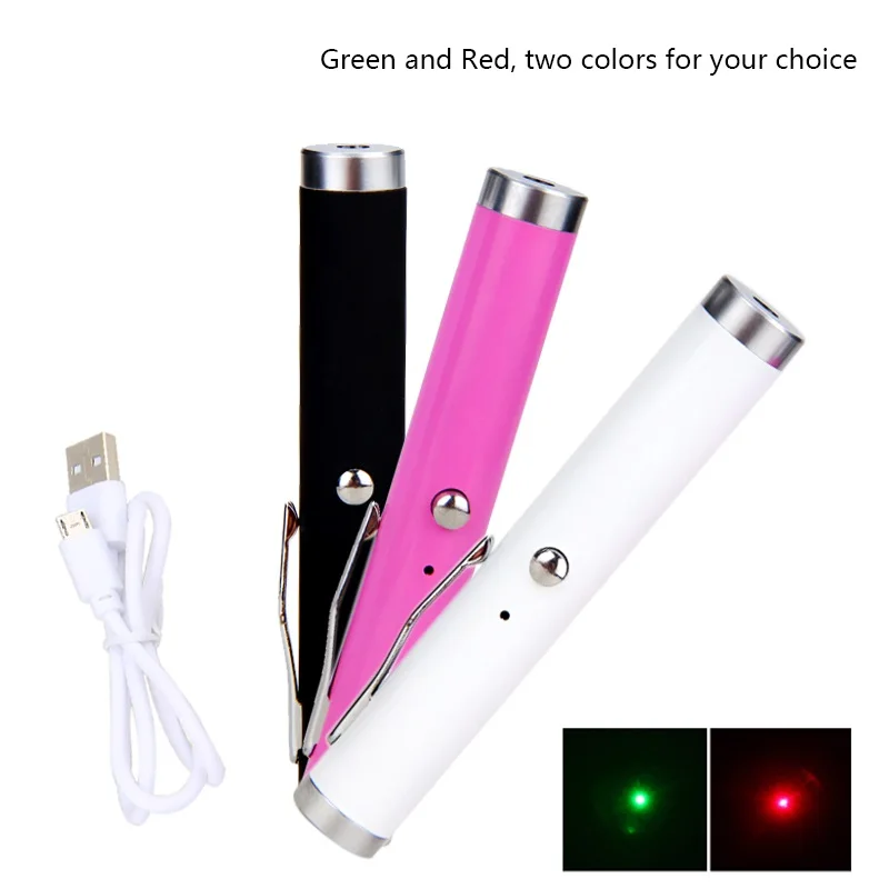 

1 mode Laser Pointer Pen 3 color mini Portable USB Rechargeable Red Green Laser Pen 1 MW Green 532nm/Red 650nm