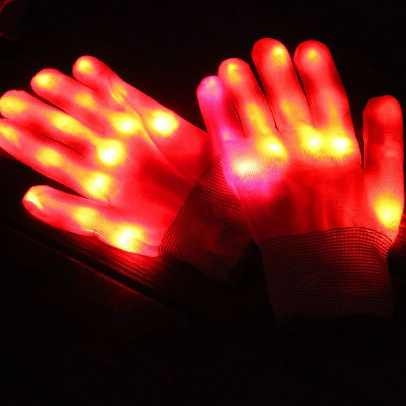 1 пара светодио дный перчатки светящиеся рейв светящиеся перчатки мигающий Хэллоуин костюм Клубная вечерние Новинка светящиеся игрушки