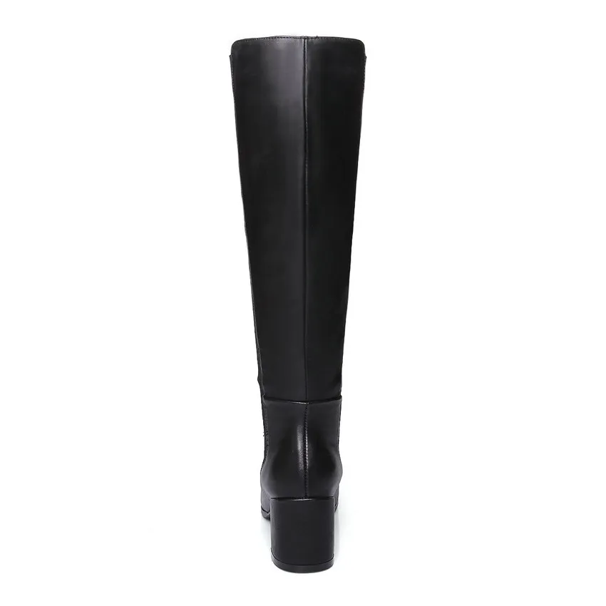 43 Tamaño Todo Zapatos Cuero Moda Invierno Motocicleta Qutaa 34 2019 brown Grande Genuino Pu Botas De Rodilla Negro El Partido Plataforma Mujer wnFqpxH