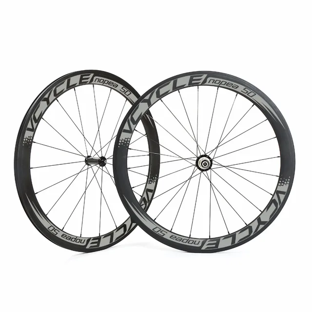 Cheap VCYCLE NOPEA50 Powerway R36 Straight Pull Carbon Wheels 50mm Tubular 700C Bike Wheelset