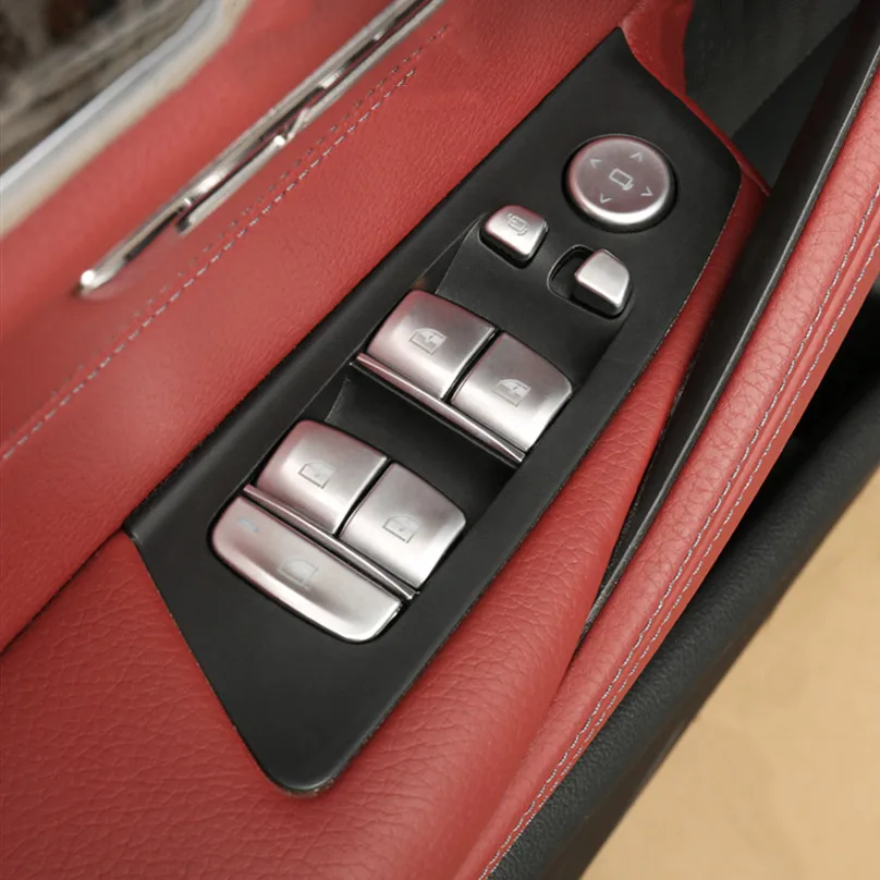Автомобильный Стайлинг Дверь подлокотник окно стеклянная Кнопка украшение покрытие стикер для отделки для BMW 5 серии G30 G38-19 аксессуары для интерьера
