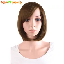 MapofBeauty 12 ''короткие прямые парики для косплея черный розовый красный темный светильник коричневый парики для женщин синтетические термостойкие волосы