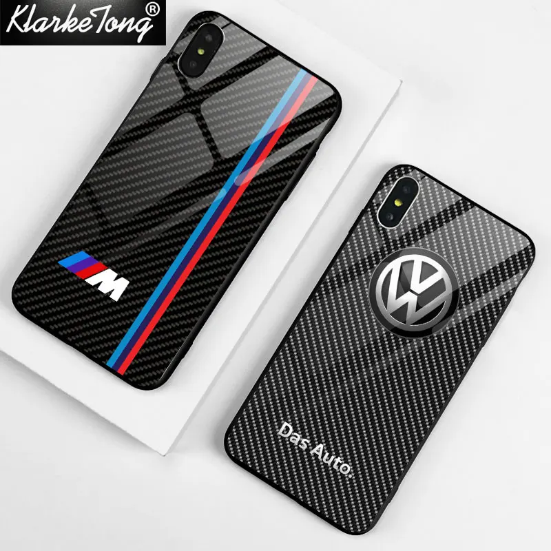 Klarketong Cool Tempered Glass Car BMW Phone Case For iPhone Xs MAX XR X 7 8 6 6S Plus Back Cover Cases