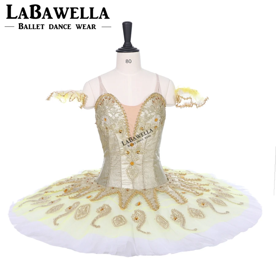 BT9134B Gold White Sleeping Beauty Ballet Tutu Girls Performance Stage Cosutmes Tutu Fairy Platter Tutu Dress