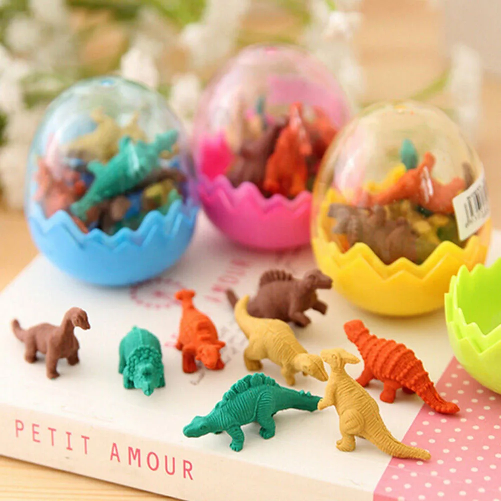 

8pcs Creative Stationery Educational Gift Animal Cartoon Dinosaur Egg Rubber Eraser Kids Kawaii Gift