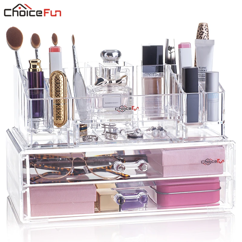 CHOICE FUN Beauty Настольный 2 ящика большой пластиковый акрил макияж Organizador