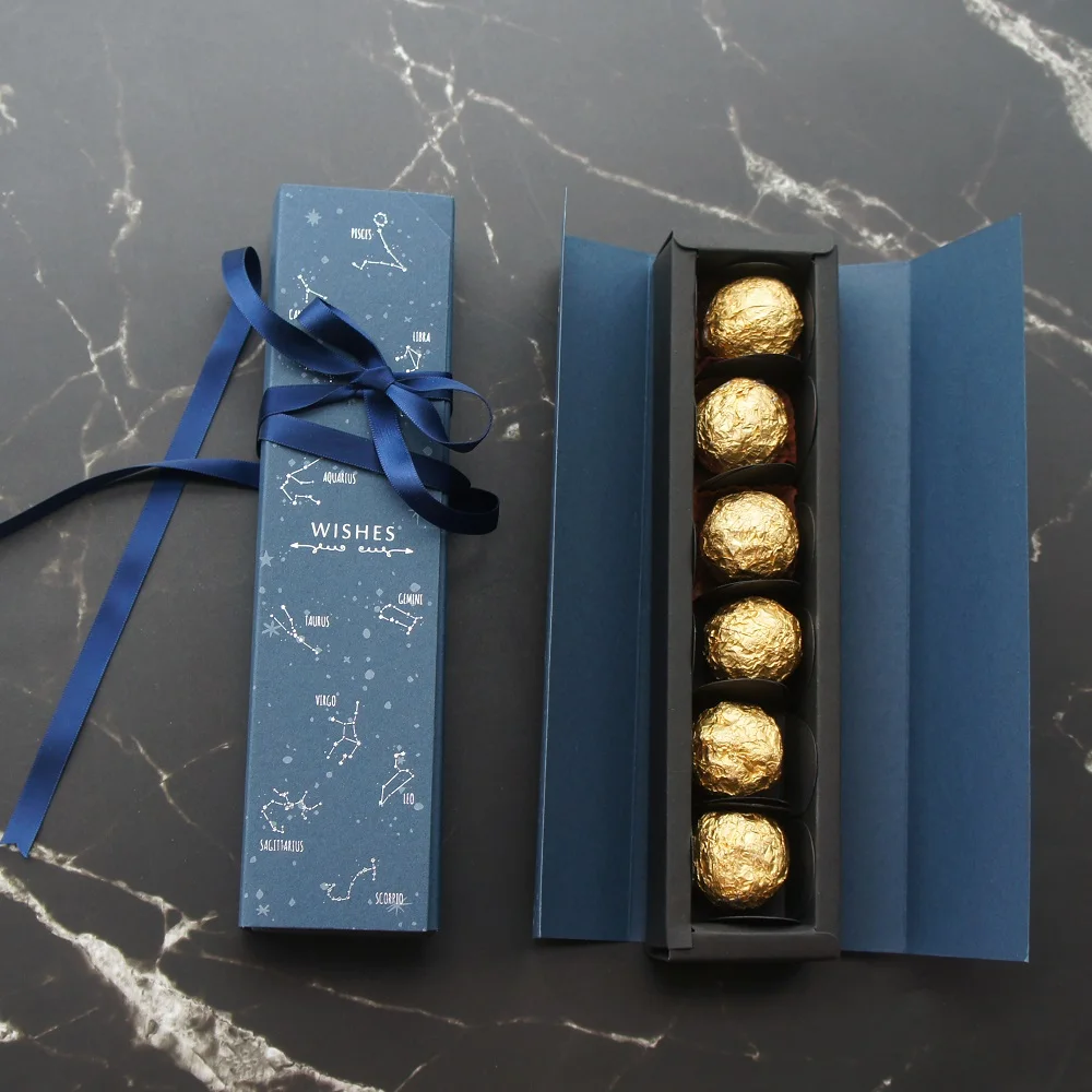 

22.5*4*3.5CM Deep Blue Silver Zodiac 10 Set Chocolate Paper Box Valentine's Day Christmas Birthday Wedding Candy Gifts Packing
