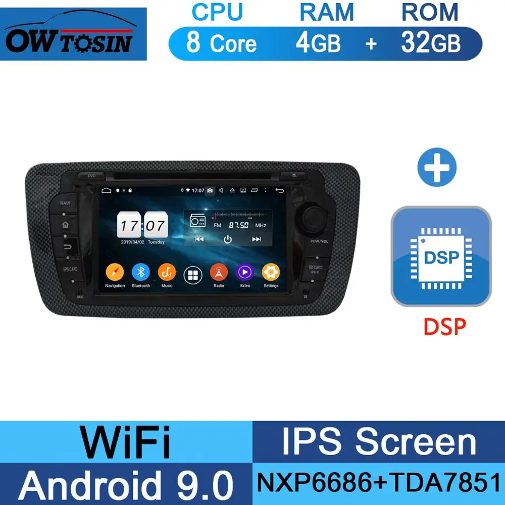 " ips 8 Core 4G+ 64G Android 9,0 автомобильный dvd-плеер для Seat Ibiza 2009 2010 2011 2012 2013 gps навигация радио DSP попугай BT - Цвет: 32G DSP